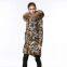 Fashion good quality long style camouflage lady fur coat