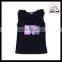 2016 yawoo fancy black short sleeve soccer embroidery patterns and letters latest design girls top