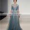 Wholesale Luxury Sequin Blue Half Sleeve Wedding Annual Party Evening Dress