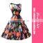 2017 New Vintage Print Flower Short Sleeve Bodyon Bandage Dress