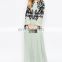 OEM Spring High-end Plus Size Long Sleeve Floral Printed See Through Maxi Dress