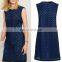 Navy Broderie sleeveless mini Overlay Shift Dress