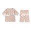 X1428/Kids Small Flower Print Sweet Pajamas Sleepwear Set High Quality Fresh Girls Boutique Clothing Set