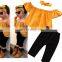 Summer Girls Clothes Sets Children's Clothing Fashion Girl Shirt Black Top+Striped Pants Suits 2019 Kids Clothing 2pcs