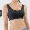 Detachable molded cup denim yoga sports bra for women, tight fitting, elastic, high-strength, shock-absorbing, gathered fitness bra