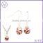 Heart shaped pendant necklace and earrings jewelry set