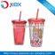 Plastic double wall tumbler with removable paper insert