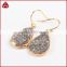 China supplier women environmental copper hoop druzy crystal dangle earring jewelry                        
                                                Quality Choice