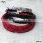 C Shape Python Leather Bracelet Stainless Steel High End Zircon Stone Crystal Red Black Leather Gold Plated Clasp Bangle