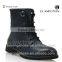 Men's fashion boots, black leather buckle high