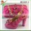 2016 women high quality fashion shoes and hand bags set ladies high heel shoes in fushia