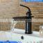 Oil Rubbed Bronze Black Brass Deck Mounted Single Handle Single Hole Bathroom Waterfall Basin Mixer Tap