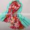 Half peony print half solid wool digital printing scarf