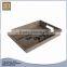 Wholesale 2 set of rustic trapezoidal solid wooden serving tray set