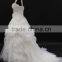 Classic organza drapping layer skirt lace wedding dress with hand-made flowers 2016