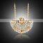 Fashion Mysterious Mask Gold Plated Rhinestone Pendant Necklace Long Chain for Women Jewelry Gifts