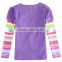 Novatx (F5943D) 2T-6T Purple spring/autumn long sleeve with lovely girl and flower colorful striped girl t-shirt