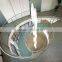 painted steel stringer laminated glass treads curved stairwith stainless steel rod railings