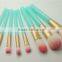 Free Makeup Samples Synthetic Hair Brushes 8pcs Green Plastic Brush Sets for Girls