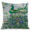 beautiful peacock feather linen cushion cover 45cm throw pillow case christmas decoration for sofa bed chair