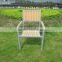 Aluminum frame teakwood colour plastic wood garden chair