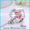 Vintage Pendant Floating Locket Charm Necklace with dried real Lace Flower