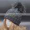 2015 coolorful knitted woolen hat with fur pompoms