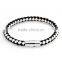 Men's fashion brown braided leather bracelet with magnetic clasp
