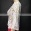 2016 White Beige Sheer Floral Lace Blouse for Middle Aged Women Ladies Crochet Top
