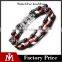 8.6 inch 316 L stainless steel red and black biker chain bracelet