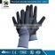 Blue nylon knitted latex glove printed logo