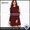 Burgundy Open Shoulder Swing Dress Cotton Polyester Blend Long Sleeve Casual Dress