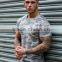 95% Polyester 5% Spandex Men's Slim Fit Longline T-Shirt Short Sleeve Curved Hem Tee Fashion Grey Camo T Shirt