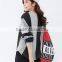 Female money hemp grey chest loose version printing round collar fleece wide set of head vertical bar