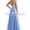 2016 Low Back Straps A Line Chiffon Prom Dress With Lace Bodice