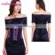 Women Slimming Tight Lacing Black And Purple 10 Plastic Boned Corset