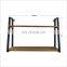 modern decorative curved stock detachable foldable black iron MDF wood wall shelf rack art decor for living room