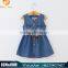 2016 new kids girls party dress summer hot sale jeans dress button front sash denim girls dress