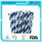 Party decoration cute navy blue striped paper drinking straw