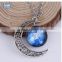 Galaxy Necklace round galaxy and hollow out moon necklace