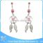 Medical Steel Banana Bar Hanging Zircon Dream Catcher 14G Belly Ring Body Piercing