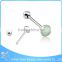 medical steel synthetic opal piercings body jewelry round shaped tongue ring