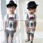TG058 kids clothes wholesale children clothing sets cat printed jacket with skirts sets for 2 years old girl