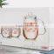 Hot Selling Borosilicate Glass Teapot With Glass Infuser Pink Flower Design Teaset 650ml 2pcs 350ml Tea Cups