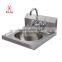 Stainless Steel Wall Hung Commercial Hand Washing Sink with Backsplash and Tap hole for Public Use