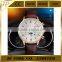 Luxury Men Leather 6 Hands Date Moon watch Analog Waterproof Watch