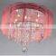 Pink modern crystal pendant light for high ceilings