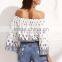 SheIn Latest Blouse In Fashion Tassel Tie Off The Shoulder Cutting Crop Blouse