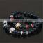 kjl-cst5 New design charm gold/silver skull head men bracelet natural 8mm matte grind stone beads women bracelet as a gift