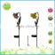 Glass flower with metal stake ourdoor garden out solar lighting